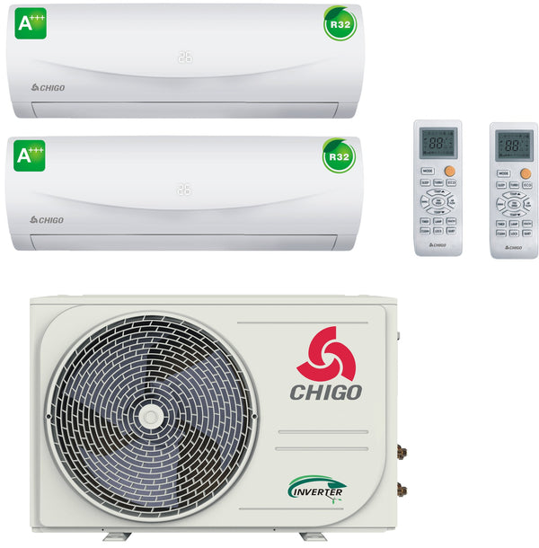 Chigo Multi Split Klimaanlage 9000+12000BTU 5.0kW /R-32/A++/A+ Heizen/Kühlen Modus/Alexa/WiFi